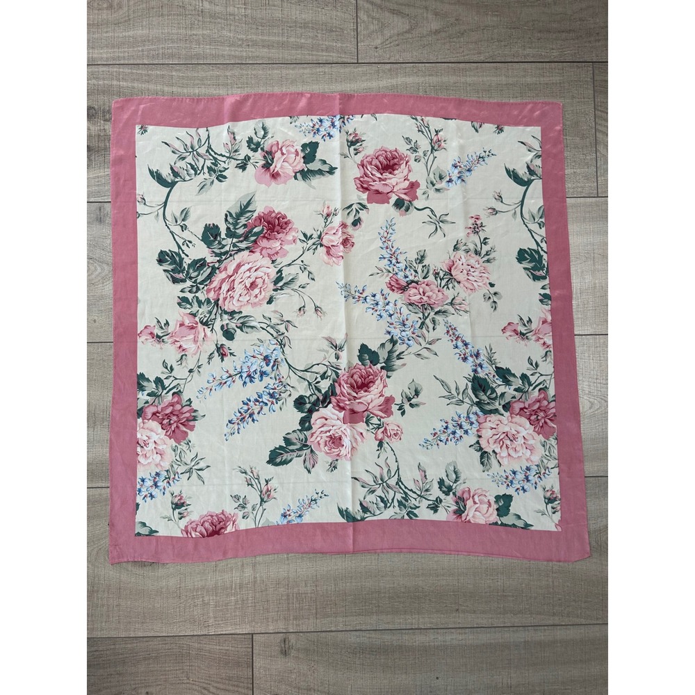 Floral Cottagecore Scarf Pink Rose Print Square Head Scarf Coquette